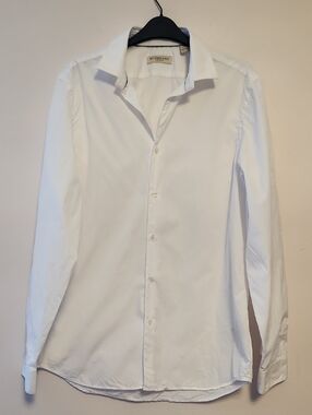 Burberry Men's White Tailored-Fit Dress Shirt Size 16 Neck